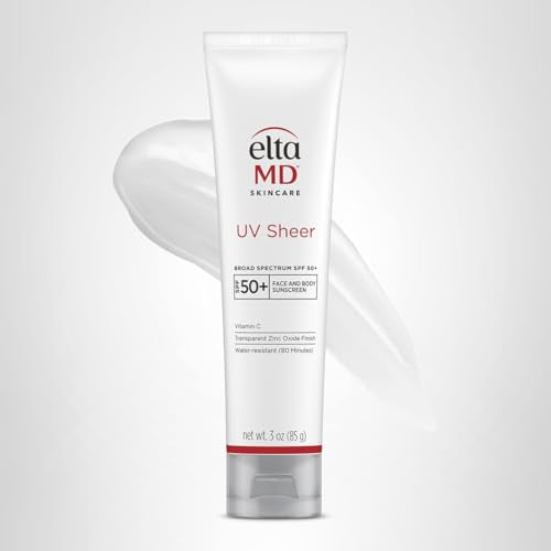 EltaMD UV Sheer Face and Body Sunscreen SPF 50+, Oil Free, No White Cast Sunscreen for Face and Body, Zinc Oxide Formula, 3.0 oz Tube EltaMD