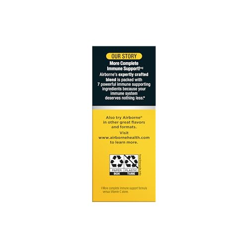 Airborne 1000mg Vitamin C with Vitamin D & Zinc, Sugar Free Multivitamin Immune Support Supplement, Antioxidants Vitamins A C & Vitamin E Airborne