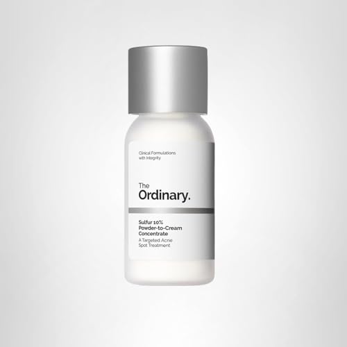 The Ordinary Sulfur 10% Powder-to-Cream Acne Spot Treatment Concentrate, Reduces Pimple Size and Zit Redness, 0.18 Oz The Ordinary