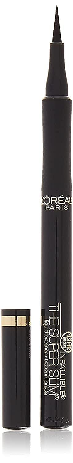 L'Oreal Paris Makeup Infallible Super Slim Long-Lasting Liquid Eyeliner, Ultra-Fine Felt Tip, Quick Drying Formula, Glides on Smoothly, Black, Pack of 1 L'Oreal Paris