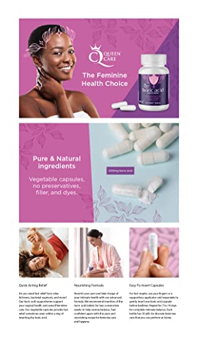 Queen Care - Boric Acid Suppositories, Boric Acid Suppositories for Feminine Care, Safe & All-Natural pH Queen Care buy australia supplements