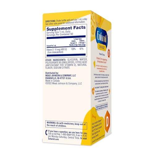 Enfamil Baby Vitamin D-Vi-Sol Liquid Supplement Drops for Infants, Supporting Strong Teeth & Bones in Newborn Babies, Easy-to-Use Enfamil