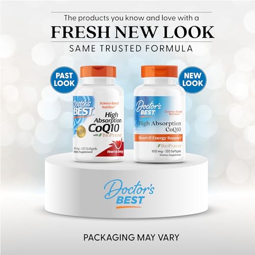 Doctor's Best High Absorption CoQ10 with BioPerine Supplement - Coenzyme Q10 Softgels for Heart Health & Antioxidant Support, Naturally Fermented CoQ10 100mg Doctor's BEST