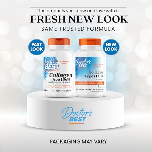 Doctor's Best Collagen Types 1 & 3 with Vitamin C, Non-GMO, Gluten Free, Soy Free, Supports Hair, Skin, Nails, Tendons & Bones, 500 mg, 240 Caps (DRB-00263) Doctor's BEST buy australia supplements
