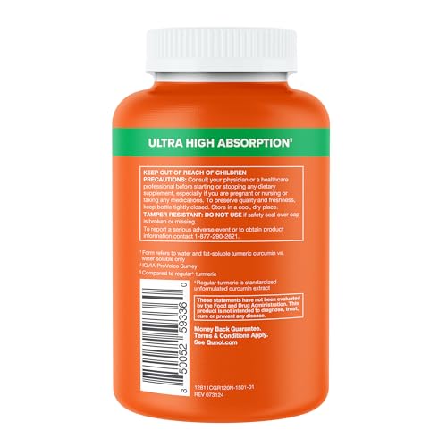 Qunol Turmeric and Ginger Capsules, 1000mg Turmeric Supplement, Ultra High Absorption to Support Joint Health, #1 Doctor Recommended Form Qunol