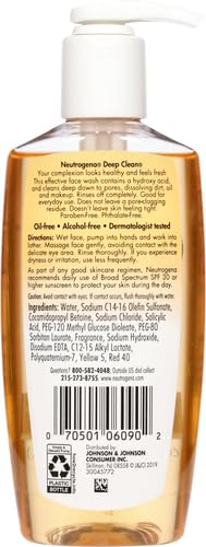 Neutrogena Deep Clean Daily Facial Cleanser with Beta Hydroxy Acid for Normal to Oily Skin, Alcohol-Free Neutrogena