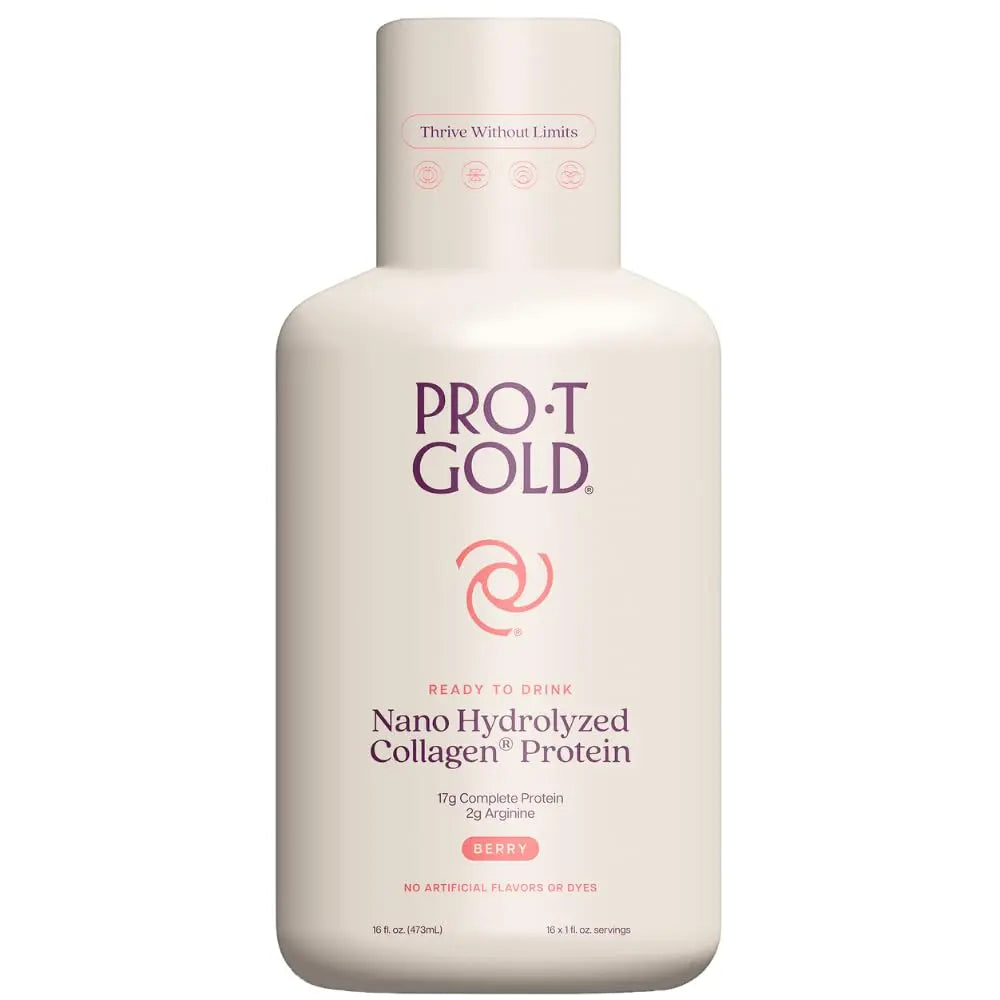 ProT Gold Liquid Collagen Protein Shot, Support for Hair, Nails and Skin, 17g, Nano Hydrolyzed & Grass Fed with Amino Acids, Sugar Free, Gluten Free, ProT Gold