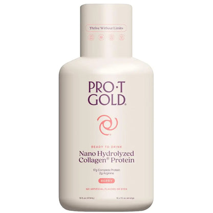 ProT Gold Liquid Collagen Protein Shot, Support for Hair, Nails and Skin, 17g, Nano Hydrolyzed & Grass Fed with Amino Acids, Sugar Free, Gluten Free, ProT Gold