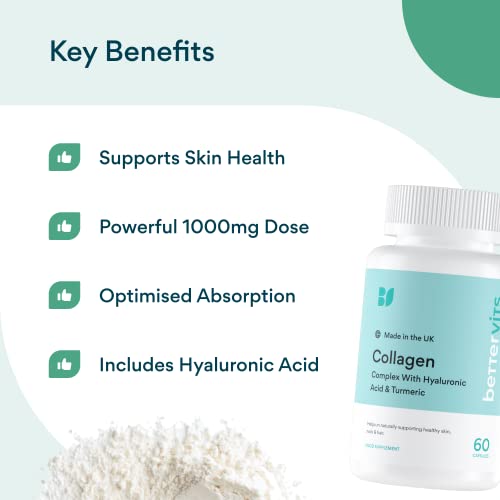 Bettervits Collagen Complex | 1000mg Hydrolyzed Capsules | Skin | Hair | Nails | Joints | Hydrates & Smooths | With Hyaluronic Acid & Vitamin E Bettervits buy australia supplements