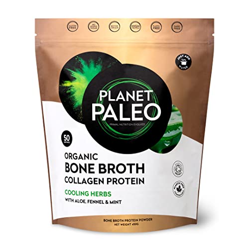 Planet Paleo Organic Bone Broth - Cooling Herbs (450g, 50 Servings) Organic, Grass Fed, High Protein Planet Paleo buy australia supplements