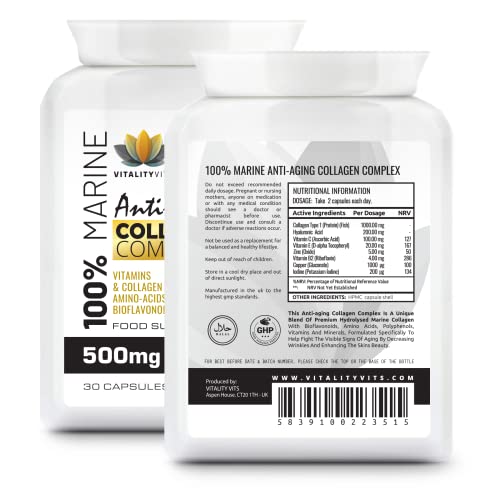 Marine Collagen Complex - High Strength 30 Capsules for Joint Support Hair VITALITYVITS buy australia supplements