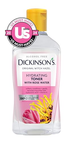 Dickinson's Enhanced Witch Hazel Hydrating Toner with Rosewater, Alcohol Free, 98% Natural Formula, 16 Fl Oz (Pack of 1) Dickinson's