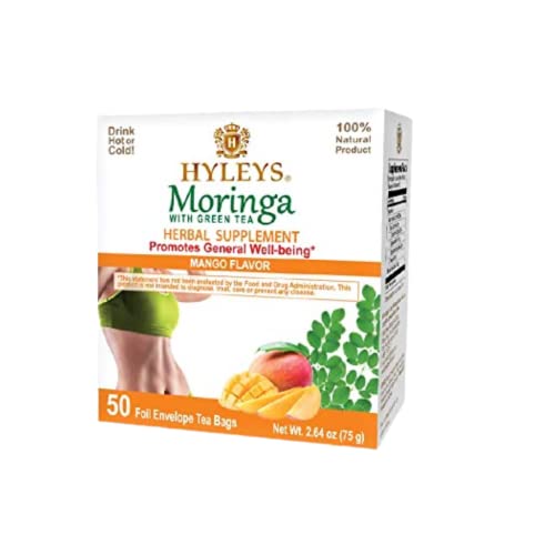 Hyleys Tea Moringa Oleifera with Mango Flavor - 50 Tea Bags (6 Pack - 300 Tea Bags total) (Miracle Tree Tea) HYLEYS buy australia supplements