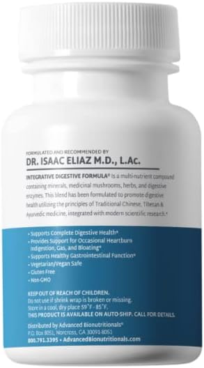 Advanced Bionutritionals – Integrative Digestive Formula, Support Healthy Digestion with Ginger Root, Natural Digestive Relief for Heartburn, Bloating, Constipation, Diarrhea, Non GMO (60 Tablets)