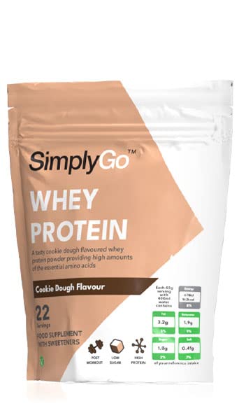 SimplyGo Whey Protein Powder | 900g | Simply Add 30g to Water, Juice or Shakes (Cookie Dough) Simply Supplements buy australia supplements