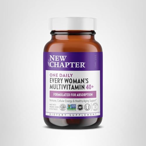 New Chapter Women’s Multivitamin 40+, extra B6 & B12, Biotin for Hair Growth, D3, Vit C, Zinc for Immune & Stress Support, Gentle on an Empty Stomach New Chapter