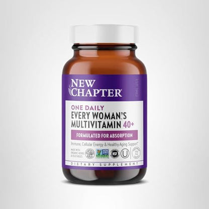 New Chapter Women’s Multivitamin 40+, extra B6 & B12, Biotin for Hair Growth, D3, Vit C, Zinc for Immune & Stress Support, Gentle on an Empty Stomach New Chapter