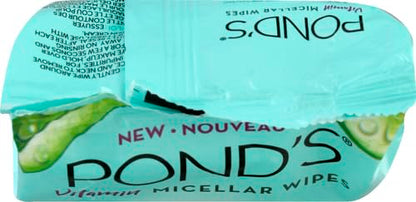 Pond's Vitamin Micellar Wipes For Dry Skin Hydrate Aloe Vera Removes Waterproof Makeup 25 Wipes (Pack of 2) POND'S