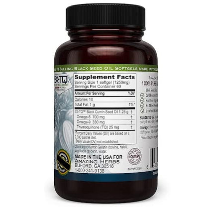 Amazing Herbs Premium  Capsules - High Potency, Cold Pressed Nigella Sativa Aids in Digestive Health Amazing Herbs