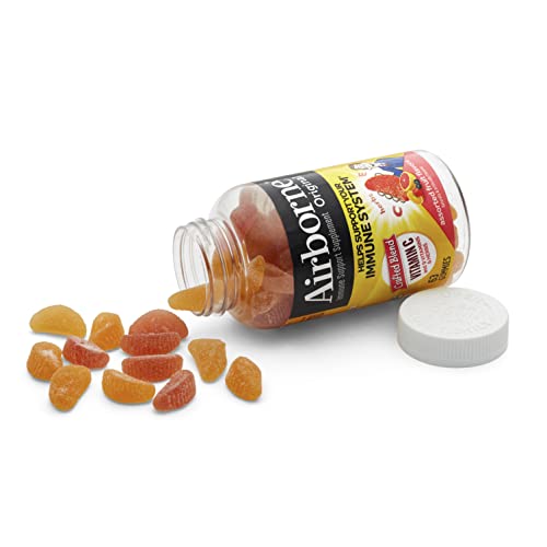 Airborne 750mg Vitamin C Gummies for Adults, Immune Support Gummies with Powerful Antioxidants VIT C & E, Caffeine Free Airborne