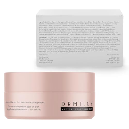DRMTLGY Brightening Eye Masks – Biodegradable Hydrogel Under Eye Patches with Caffeine, Peptides, Hyaluronic Acid & Niacinamide DRMTLGY