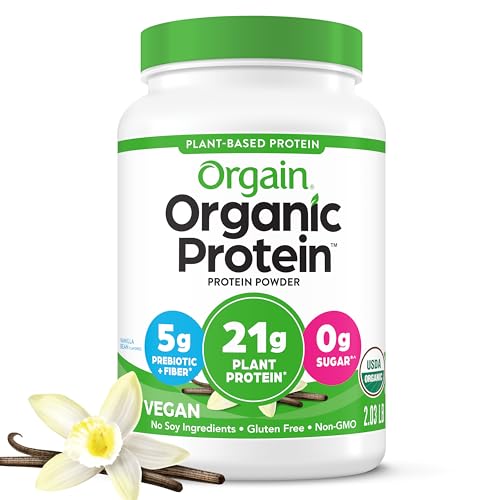 Orgain Organic Vegan Protein Powder, Vanilla Bean - 21g Plant Based Protein, Gluten Free Orgain buy australia supplements