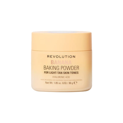 Revolution Beauty, Loose Baking Powder, Makeup Setting Powder, Long Lasting Coverage, Mattifies & Reduces Shine, Banana, 1.12 Oz Makeup Revolution