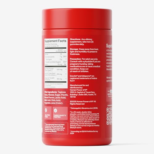 Humann SuperBeets 3-in-1 Heart Gummies - 3x Absorption CoQ10 - Plus Beetroot Extract & Grape Seed Extract for Advanced Heart Health, Cellular Energy & Circulation Support Humann