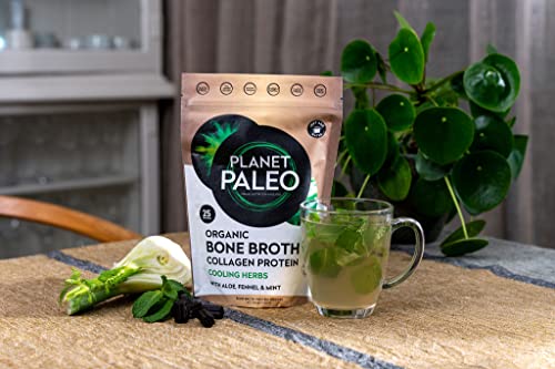 Planet Paleo Organic Bone Broth - Cooling Herbs (450g, 50 Servings) Organic, Grass Fed, High Protein Planet Paleo buy australia supplements