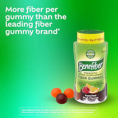 Benefiber Prebiotic GLP-1 Friendly Fiber Supplement Gummies for Digestive Health, Assorted Fruit Flavor - 81 Count Benefiber