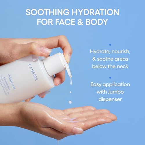 LANEIGE Cream Skin Toner & Moisturizer Mini: Lightweight Refillable Korean Milky Toner with Ceramide LANEIGE