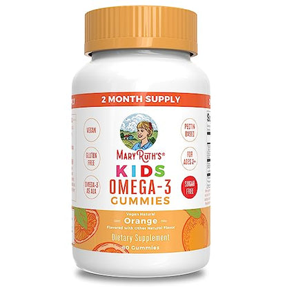 MARYRUTH'S Vegan Omega 3 Gummies for Kids 2+, 2 Month Supply, Sugar Free, Omega 3 Supplement with Vitamin C, Flaxseed Oil, Immune Support MARYRUTH'S