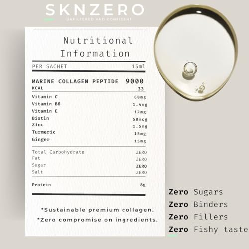 Marine Collagen Liquid 9000mg High Strength Supplement +Biotin, Vitamin B, C, E, Zinc & Turmeric & Ginger SKNZERO buy australia supplements