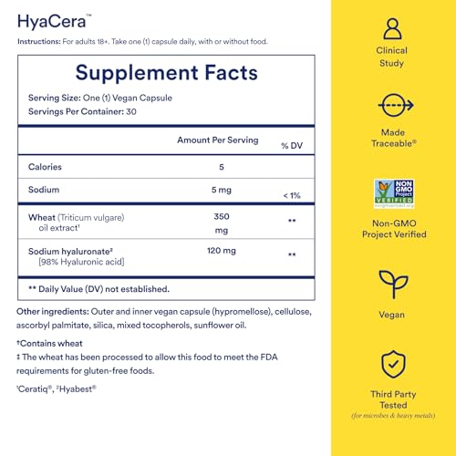 Ritual Hyaluronic Acid and Women's 18+ Multivitamin - HyaCera Helps Reduce Wrinkles, Fine Lines & Improves Skin Smoothness - Key Essential Vitamins Support, Heart, Brain, and Bone Health - 30 Servings