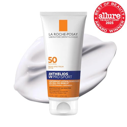 La Roche-Posay Anthelios UV Pro-Sport SPF 50 Sunscreen for Face & Body, Water & Sweat Resistant with Non-Drip Formula, Invisible Broad Spectrum Sunscreen Lotion La Roche-Posay