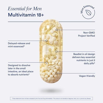 Ritual Women's and Men's 18+ Daily Muiltivitamin - Key Essential Vitamins and Minerals to Support Energy, Heart, Brain Health - Vegan - Mint - 30 Servings