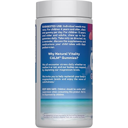 Natural Vitality Calm, Magnesium Citrate Supplement, Stress Relief Gummies, Supports a Healthy Response to Stress, Gluten Free Natural Vitality