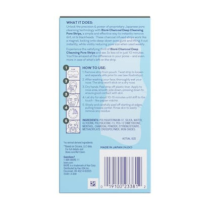 Biore Charcoal, Deep Cleansing Pore Strips, Nose Strips for Blackhead Removal on Oily Skin Bioré
