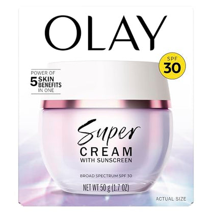 Olay Super Cream with Sunscreen SPF 30, Lightweight Face Moisturizer with Sun Protection Olay