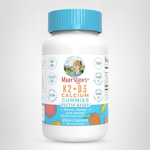 MARYRUTH'S Organics Calcium with Vitamin D & Vitamin K2, 2 Month Supply, Calcium Supplement Supports Bone Health & Joint Support, with Vitamins D3 K2 Gummies MARYRUTH'S