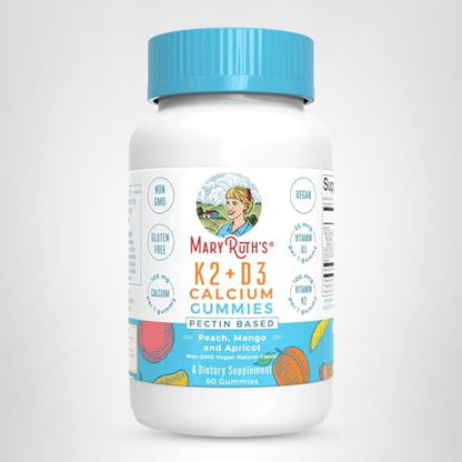 MARYRUTH'S Organics Calcium with Vitamin D & Vitamin K2, 2 Month Supply, Calcium Supplement Supports Bone Health & Joint Support, with Vitamins D3 K2 Gummies MARYRUTH'S