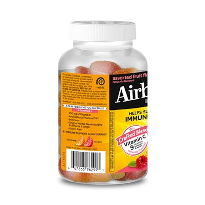 Airborne 750mg Vitamin C Gummies for Adults, Immune Support Gummies with Powerful Antioxidants VIT C & E, Caffeine Free Airborne