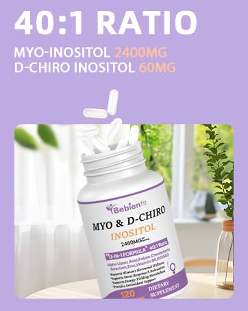 13-in-1 Myo Inositol & D-Chiro Inositol for Women PCOS,Hormonal Balance,2460mg-40:1 Ratio,Ovarian Health&Cycle Support Supplement Plus Alpha Lipoic Acid/Folate/Vitex/Magnesium/Multivitamin,120 Veg Cap Bebien fit buy australia supplements