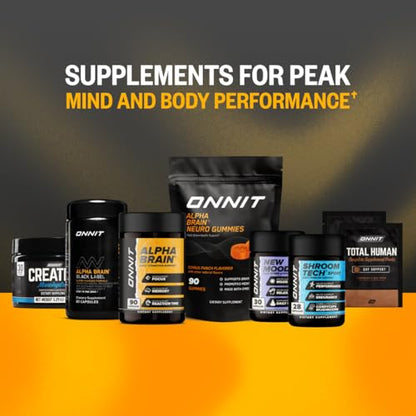 ONNIT Alpha Brain Nootropic Brain Supplement for Focus, Memory, Mental Clarity, Cognitive Support with L-Theanine and Vitamin B6, 30 Count Capsules ONNIT