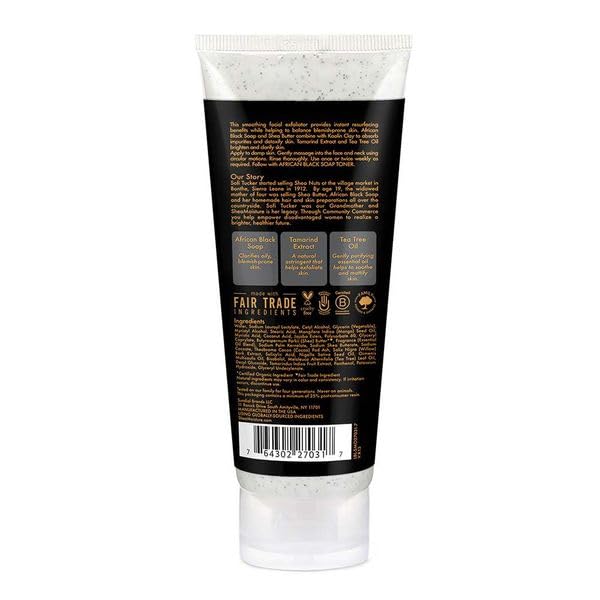 Sheamoisture Facial Wash and Scrub for Blemish Prone Skin African Black Soap to Clarify Skin 4 oz Shea Moisture