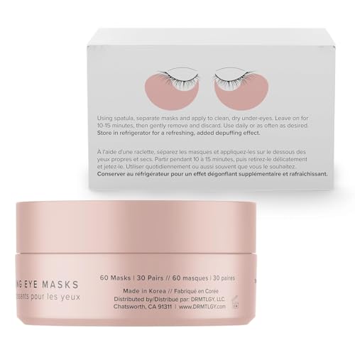 DRMTLGY Brightening Eye Masks – Biodegradable Hydrogel Under Eye Patches with Caffeine, Peptides, Hyaluronic Acid & Niacinamide DRMTLGY