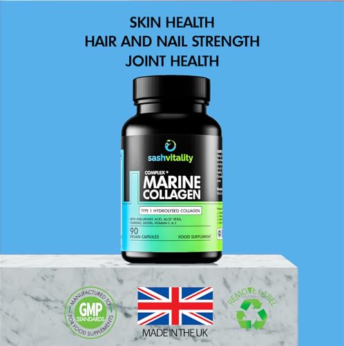 Marine Collagen Supplements - 90 Capsules with Vitamin C, Vitamin E, Hyaluronic Acid, Aloe Vera, Turmeric SASH Vitality buy australia supplements