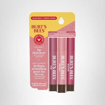 Burt's Bees Easter Basket Stuffers, Lip Shimmer Nude Collection, Tinted Lip Balm, Moisturizing for All Day Hydration with Natural Glowy Finish Burt's Bees