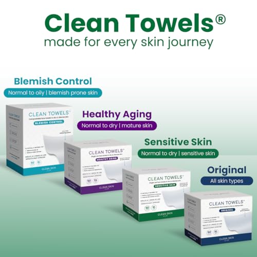 CLEAN SKIN CLUB Sensitive Skin Clean Towels® XL, Ultra-Soft Disposable Face Dry Wipes Infused with Aloe & Glycerin CLEAN SKIN CLUB