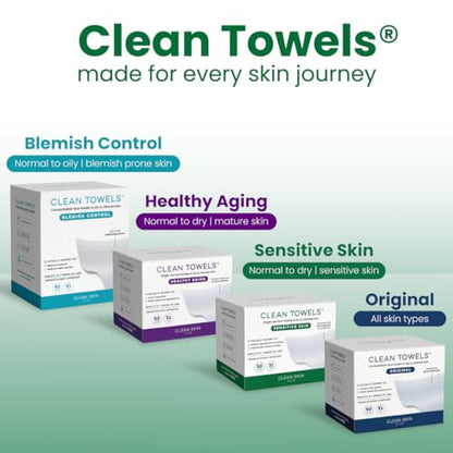 CLEAN SKIN CLUB Sensitive Skin Clean Towels® XL, Ultra-Soft Disposable Face Dry Wipes Infused with Aloe & Glycerin CLEAN SKIN CLUB